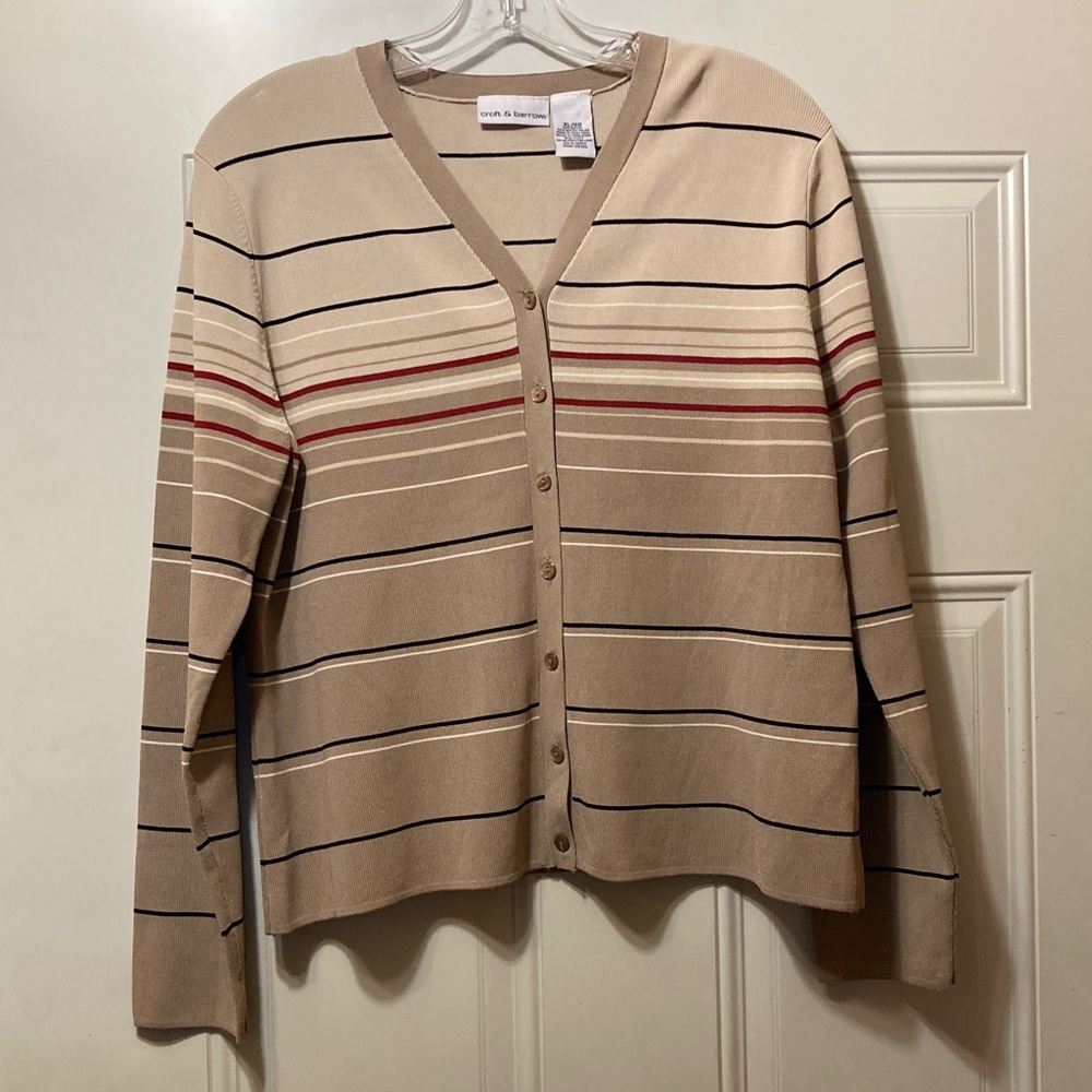 Croft & Barrow Tan Striped Cardigan XL